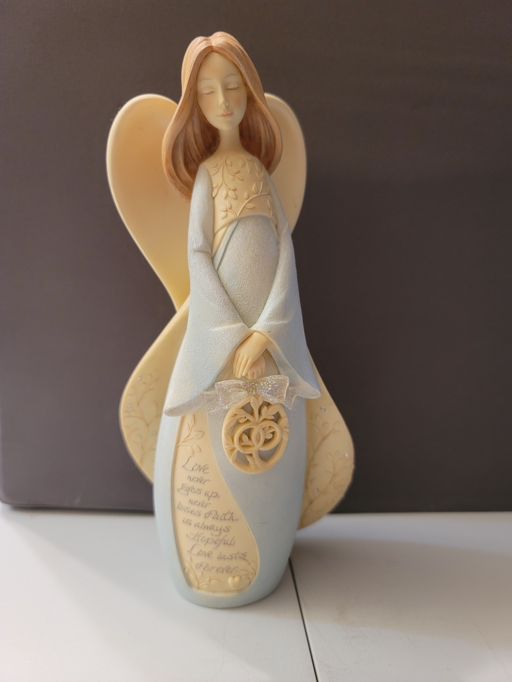 2008 Enesco Angel Figurine in Cream and Pale Blue